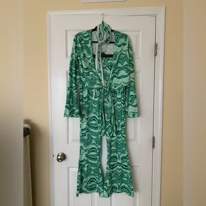 Green Patterned Women's pant set